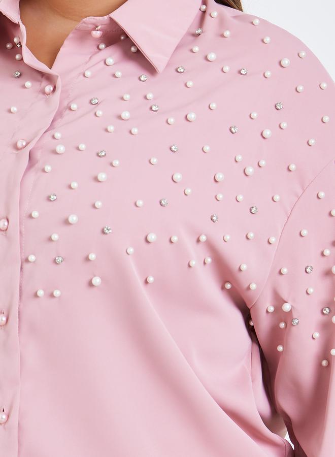 ستايلي بلوزة بأكمام طويلة مرصعة بحجر الراين - Image 5